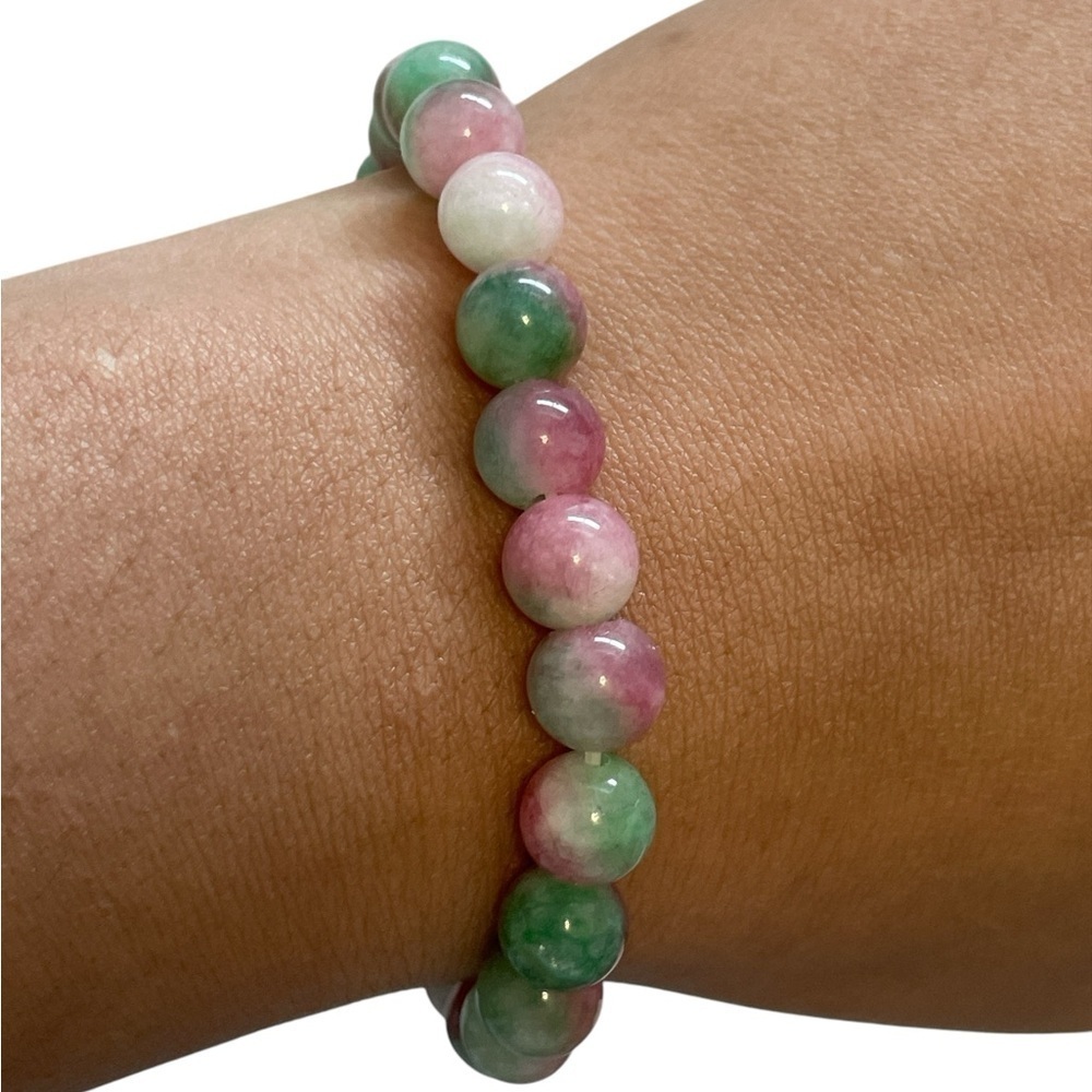 Tourmaline Color Jade Gemstone Beaded Bracelet